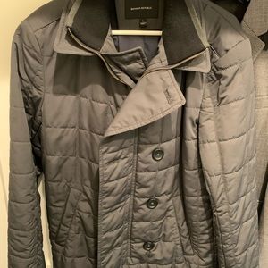 Men’s banana republic puffer pea coat gray